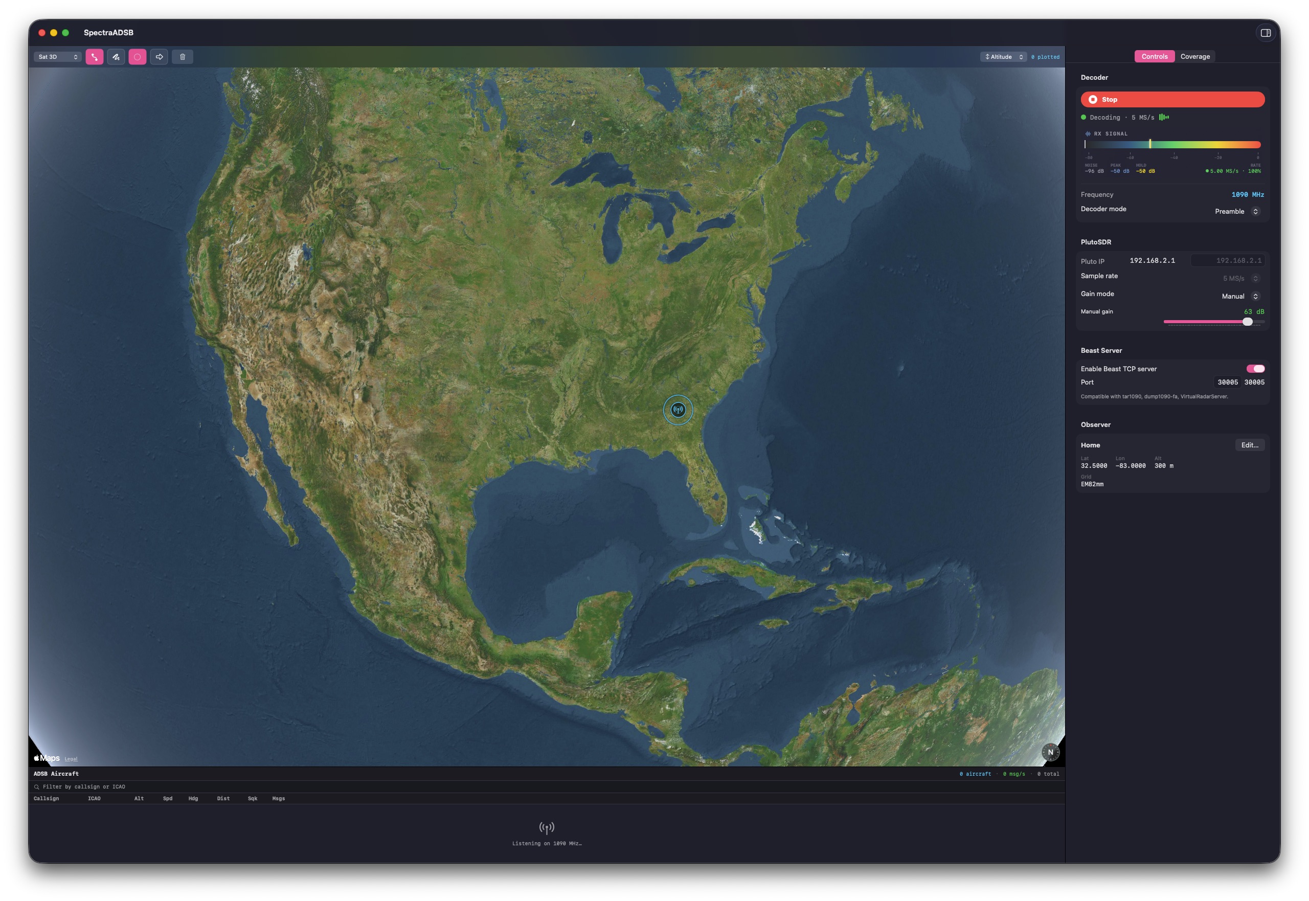 SpectraADSB — local ADS-B reception