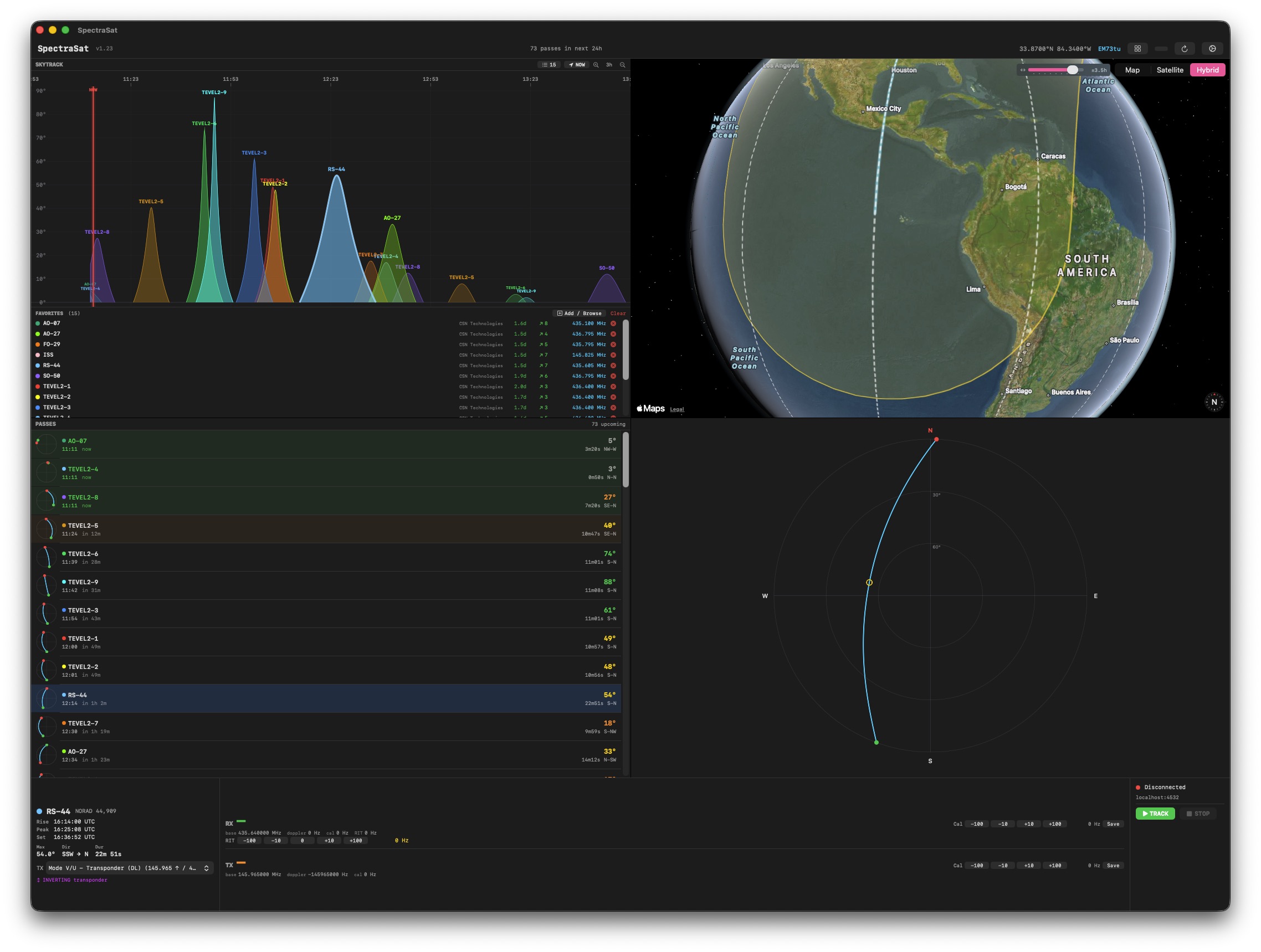 SpectraSAT — satellite tracking